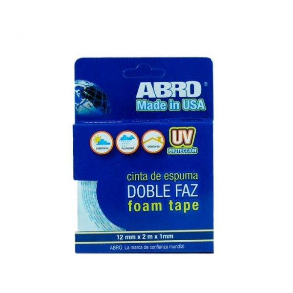 Cinta esponja doble faz 12mmx2m abro