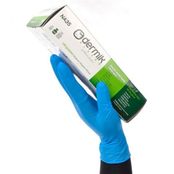 Caja guantes de examinación nitrilo 5mm alimentos/químicos #7 / s bodero