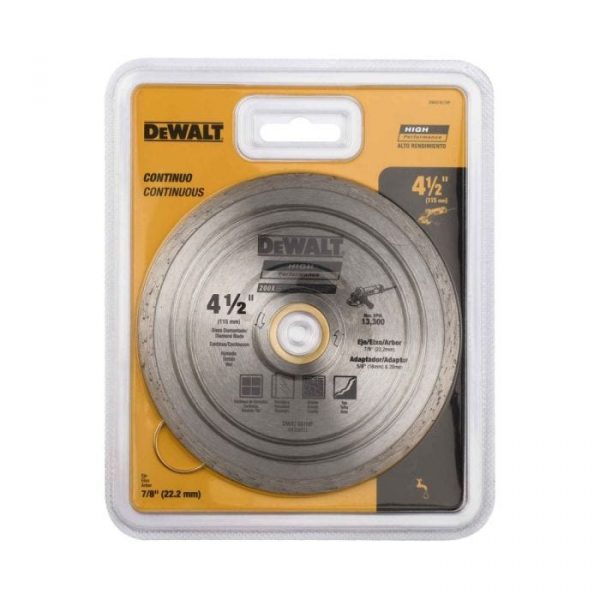 Disco de corte de piedra diamante de 4 1/2 pulgada continuo mojado dewalt