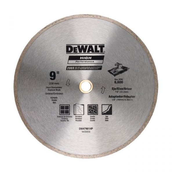 Disco de corte piedra diamante 9" continuo/ mojado dewalt
