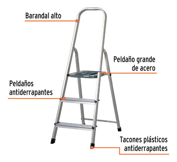 Escalera 3 Peldaños Plegable Aluminio 90 Kg Premium Truper - Image 3