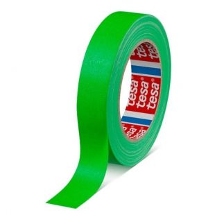 Cinta gaffer premium fluorescente de 25 metros x 25 milimetros verde tesa