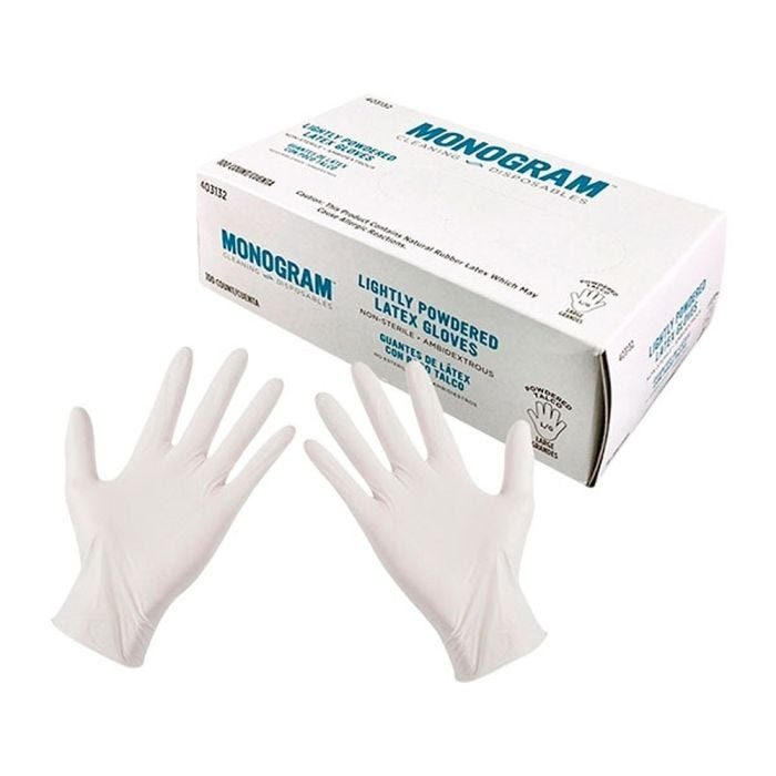 Caja de 100 guantes de examinacion latex sin polvo talla m - 8 monogram