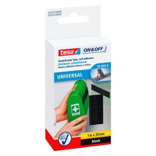 Cinta velcro de 1 metros x 20 milimetros negra tesa