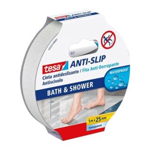 Cinta antideslizante banos de 5 metros x 25 milimetros transparente tesa