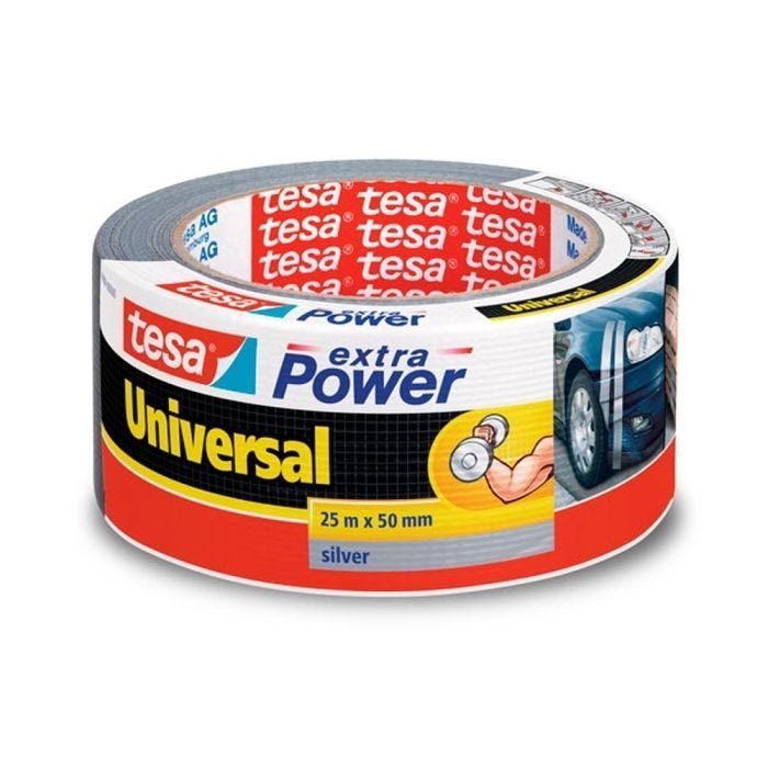 Cinta multiusos extrapower de 25 metros x 50 milimetros gris tesa