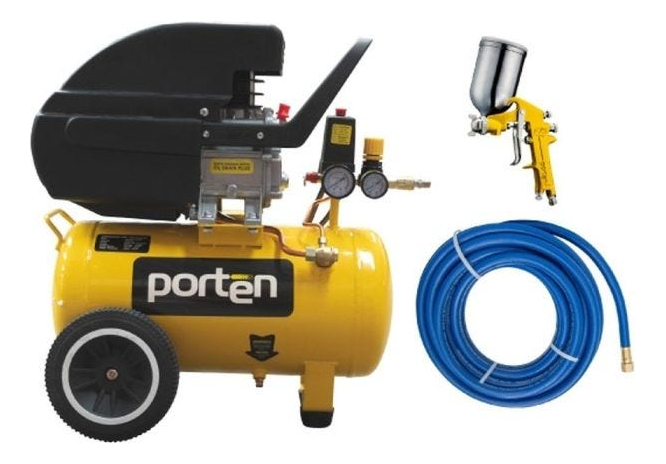 Compresor 2hp 24 Litros Premium Kit Con Pistola Y Manguera