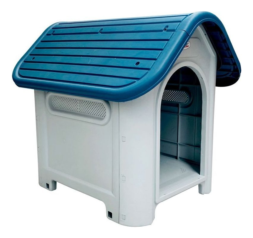 Casa P/perro C/ Techo Azul Gris