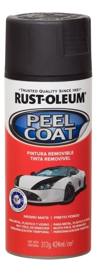 Aerosol Rust Oleum Peel Coat Pintura Vinilica Removible 312gr - Imagen Pinturerias - Color Negro Mate