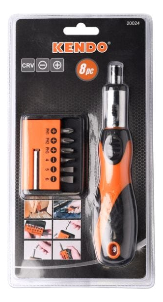 Juego De 8 Puntas De Destornillador Con Mango Tipo Ratchet