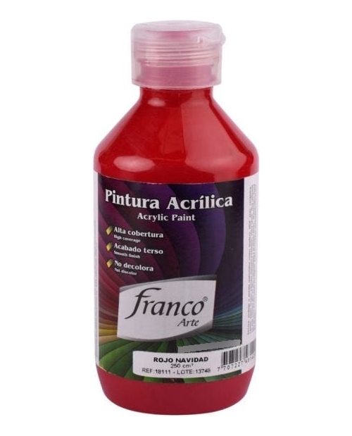 Pintura Acrilica Rojo Navidad De 250ml Franco