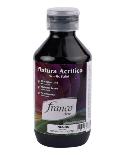 Pintura Acrilica Negro 250ml Franco