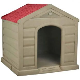 Casa Perro Cafe Clara Con Techo Rojo 68 Cm X 58.5 Cm X 61 Cm