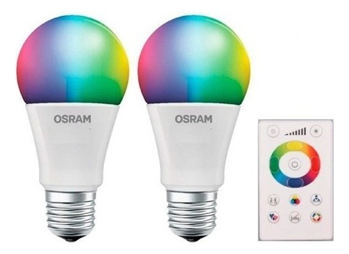 Paquete De 2 Focos Led Rgb A60 7.5 Watts Incluye 1 Control