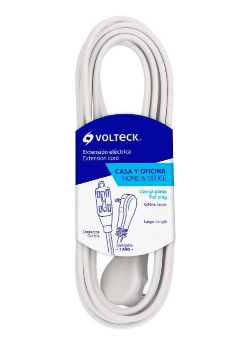 Extension Electrica 2x16 4 Metros Blanco Volteck Premium