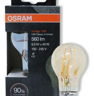 Foco Led Vintage A40 Ambar E27 5.5w 2700k 560lm