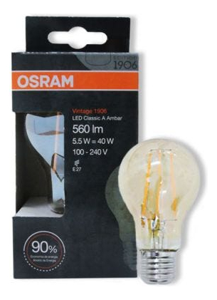 Foco Led Vintage A40 Ambar E27 5.5w 2700k 560lm