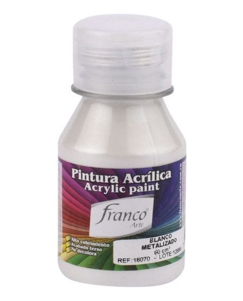 Pintura Acrilica Metalizada Blanco De 60ml Franco
