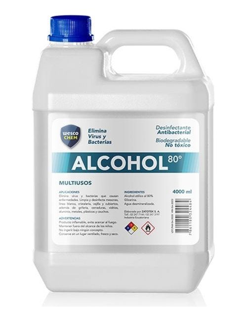 Alcohol Industrial De 80 Grados Wesco Galon Con N. Sanitaria