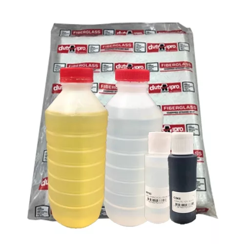 Kit Completo Fibra de Vidrio 1.5 m + Resina Poliester + Cobalto + MEK + Estireno