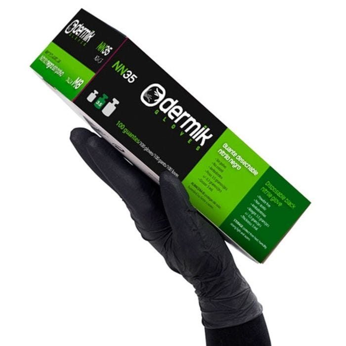 Caja guantes examinación nitrilo negros alimentos/químicos #9 / xl bodero