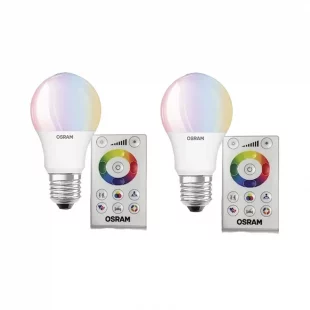 Kit de 2 focos led rgb a60 7.5 watts incluye 2 controles